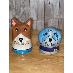 Vintage Dogzilla Ceramic Dogs Salt & Pepper Shakers Candace Reiter Designs 2001